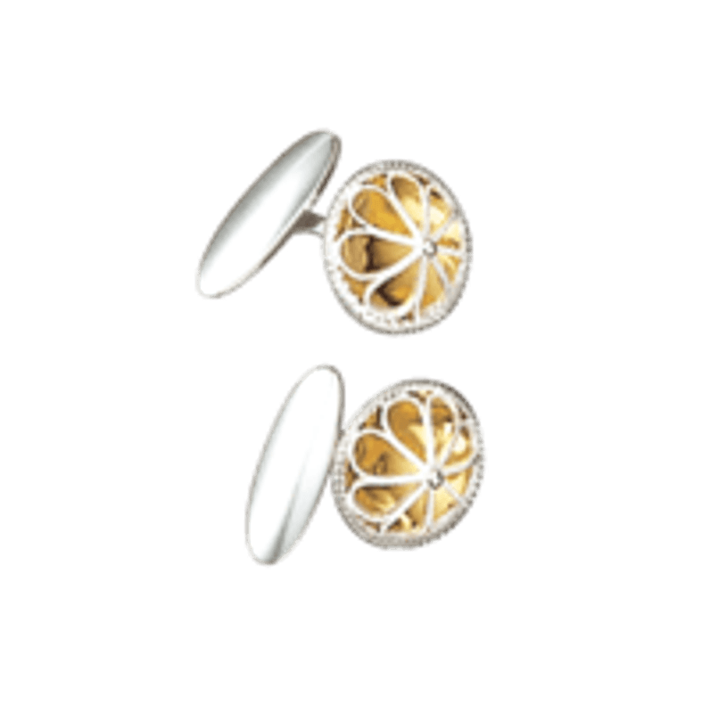 Mansjettknapper 071 500 - hvit/ forgylt 17 mm