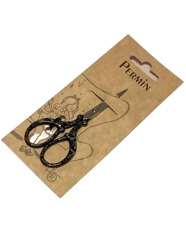 Broderisaks, sort/ blank 9,5 cm