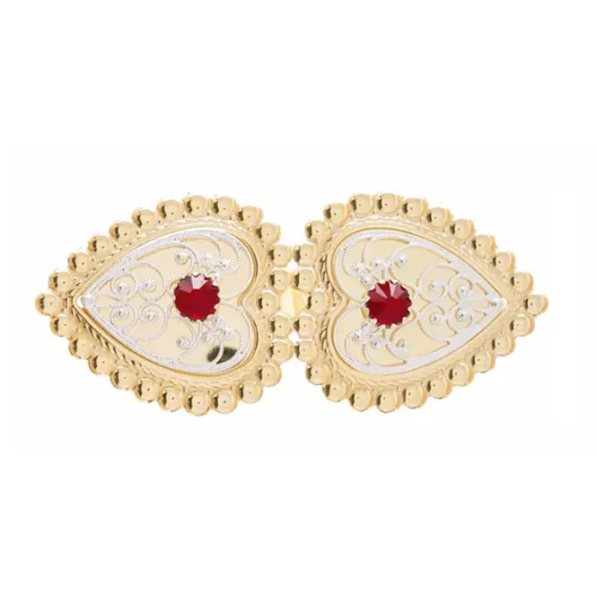 Hovedbilde Hårspenne m rød stein forgylt/hvit