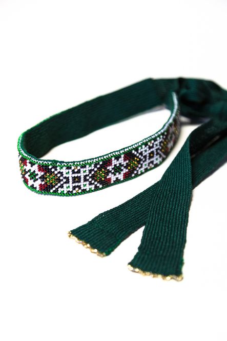 Hovedbilde Hårbånd med perler-grønt bånd (Nr 6799 )