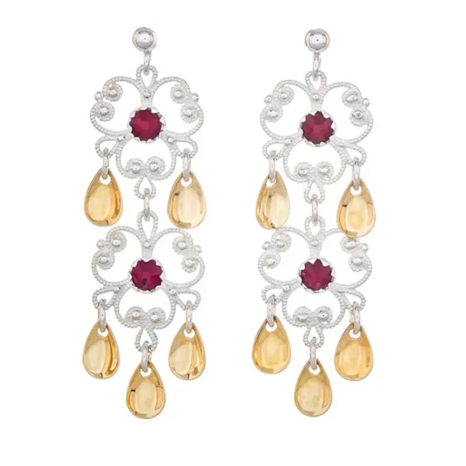 Hovedbilde Ørepynt 505 525, hvit med røde steiner