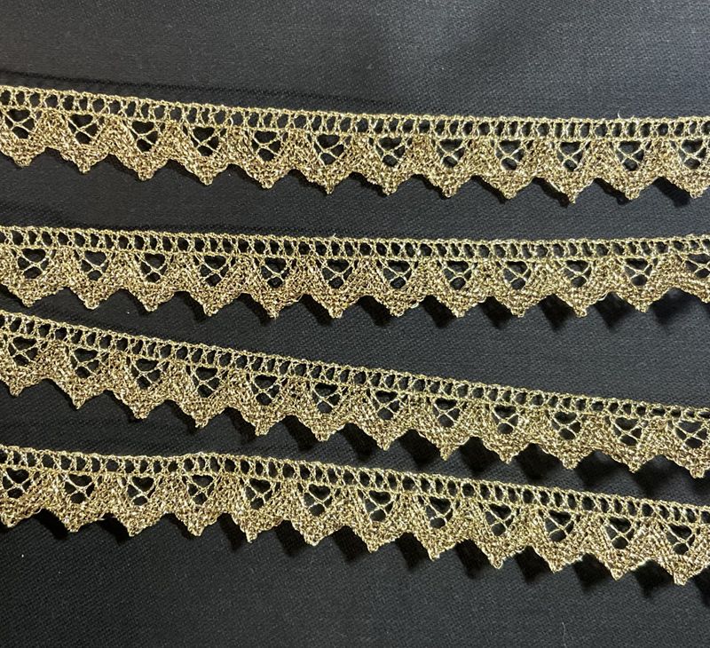 Metallbånd kniplet, antikk 20mm