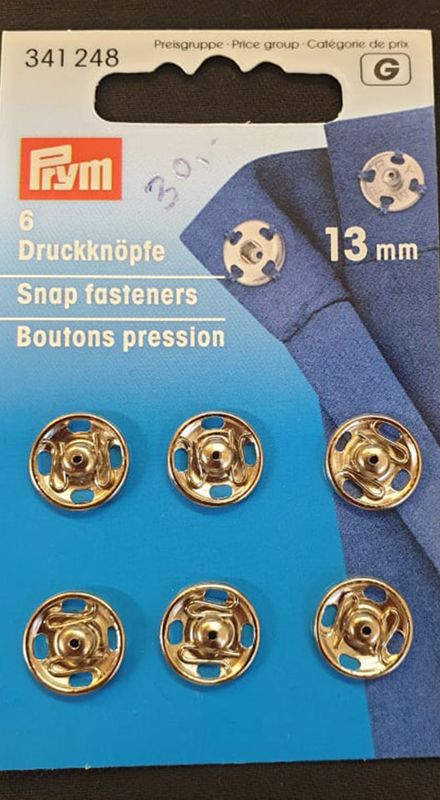 Trykklås / metall sølv patent 13mm